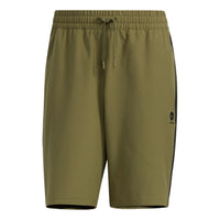شورت رجالي adidas neo Logo Micro Mark Stripe Casual Woven باللون الأخضر الزيتوني الداكن HD4715