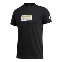 adidas M Gfx T Lng Logo Printing Sports Round Neck Short Sleeve Black FT2798