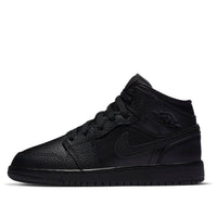 (GS) حذاء Air Jordan 1 Mid 'Triple Black' 2020 554725-091