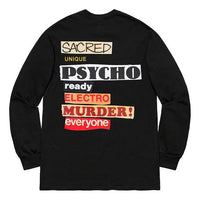 حذاء رياضي Supreme SS20 Week 1 Sacred Unique L/S Back Alphabet بأكمام طويلة للجنسين باللون الأسود SUP-SS20-332