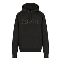 Men's DIOR FW21 Logo Printing Solid Color Long Sleeves Black 143J688A0531-C985