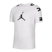 بلوفر رياضي كاجوال من Air Jordan برقبة دائرية وأكمام قصيرة، أبيض CZ2490-100