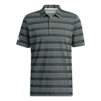 قميص بولو رجالي adidas 2 Clr Strp Polo Stripe Print Logo بأكمام قصيرة باللون الرمادي HM5326