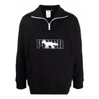 PUMA x Maison Kitsun Half Zip Sweater 'Black White' 532322-01