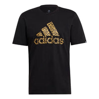 adidas M Leo Lg T Leopard print Logo Printed Sports Neck Round Sleeve Short Sleeve Black GL2396