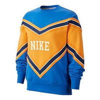 (WMNS) بلوفر Nike Splicing Fleece Knit ذو الرقبة المستديرة "أزرق برتقالي" BV2921-480