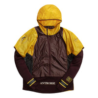 جاكيت Nike Colorblock Outdoor Sports للرجال بغطاء رأس بني خريفي "Gold Dart Deep Burgundy Dk Smoke" BQ3249-711