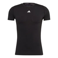 Men's adidas Solid Color Logo Printing Round Neck Short Sleeve Japanese Version Black T-Shirt HK2337