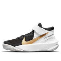 (GS) Nike Team Hustle D10 FlyEase 'أسود أبيض معدني ذهبي' DD7303-002