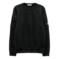 سويت شيرت STONE ISLAND بأكمام مزدوجة وجيوب "أسود" 791560577-V0029