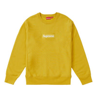 بلوفر Supreme FW18 Box Logo Crewneck Classic Mustard Round Neck للجنسين باللون الأصفر SUP-FW18-1078