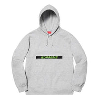 سويت شيرت Supreme SS19 بغطاء رأس وسحاب وشعار هيذر جراي SUP-SS19-482