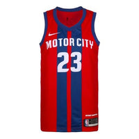سترة كرة سلة Nike NBA City لموسم 20-21 لفريق Detroit Pistons 23 مطبوعة بأحرف أبجدية باللون الأحمر AV4636-658