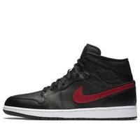 (GS) حذاء Air Jordan 1 Retro Mid 'Black Gym Red' 554725-009