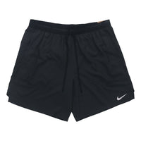 Nike Dri-FIT Solid Color Logo Printing Straight Quick Dry Breathable Sports Shorts Black DM4742-010