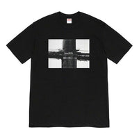 تيشيرت Supreme FW19 Week 17 Bridge مطبوع عليه جرافيتي بأكمام قصيرة للجنسين باللون الأسود SUP-FW19-10922