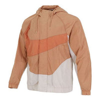 جاكيت رجالي رياضي Nike Swoosh بألوان متباينة وشعار كبير وغطاء رأس منسوج باللون البرتقالي DD5968-212