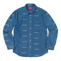 قميص جينز Supreme Logo "Teal White" SUP-SS19-962