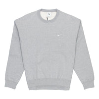 بلوفر Nike Lab Fleece Crew بلون سادة من القطيفة للتدفئة الرياضية برقبة دائرية، رمادي غامق DA0318-063