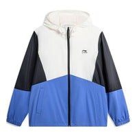 سترة واقية من الرياح من Li-Ning Color Block "أبيض أسود أزرق" AFDU363-5