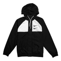 جاكيت Nike Sportswear Swoosh المنسوج بغطاء رأس "أسود" CJ4889-011