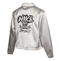 (WMNS) Nike Graffiti Embroidered Woven Sports lapel Jacket Silver DJ5363-041