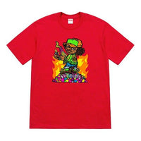 تيشيرت مولوتوف للأطفال من Supreme SS19 بأكمام قصيرة للأولاد الصغار باللون الأحمر للجنسين SUP-SS19-718