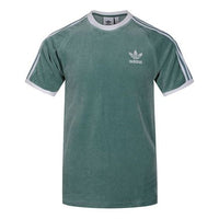 adidas originals Cozy Tee Casual Round Neck Loose Logo Stripe Short Sleeve Green DV1623