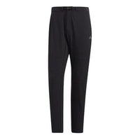 Men's adidas Solid Color Embroidered Logo Mid Waist Lacing Straight Sports Pants/Trousers/Joggers Black HN2061