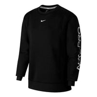 (WMNS) Nike Pro Sports Running Printing Round Neck Sweater Black Hoodie BV4055-010