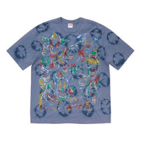 تيشيرت Supreme FW19 Week 17 Clowns بطبعة مهرج بأكمام قصيرة للجنسين أزرق داكن SUP-FW19-10947