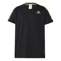 adidas Sports Training Quick Dry Stripe Printing Short Sleeve Black GM6002