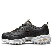 (WMNS) Skechers D'Lites Low-Top Daddy Shoes Black/Gold 11919-BKGD