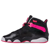 (GS) حذاء Air Jordan 6 Rings باللون الأسود والوردي 323399-061