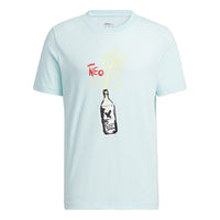 adidas neo M July Tee 1 Cartoon Printing Sports Round Neck Short Sleeve Mint Green HF0464