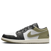 حذاء Air Jordan 1 Low "أسود أبيض متوسط ​​زيتوني" رقم 553558-092