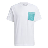 تيشيرت adidas neo M Sw Gr بألوان متباينة وجيب فضفاض رياضي بأكمام قصيرة أبيض H55268
