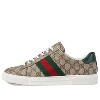 حذاء رياضي Gucci Ace بشريط ويب "Beige Ebony" 760775-FACMZ-9746