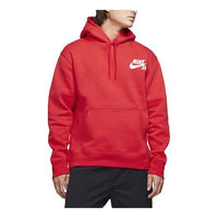 سويت شيرت Nike SB Skateboard Icon Skateboard بغطاء رأس وأكمام طويلة وشعار للرجال باللون الأحمر الجامعي CW7065-657