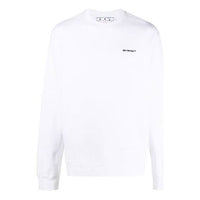 Men's Off-White FW22 Logo Printing Round Neck Long Sleeves Pullover Loose Fit White OMBA057F22FLE0110110