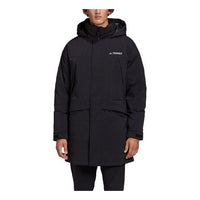 جاكيت adidas Xplr Dwn Praka Stay Warm متوسط ​​الطول بغطاء رأس أسود GE9932