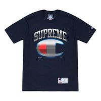 Supreme SS19 x Champion Chrome S/S Top Crossover Short Sleeve Unisex Navy Blue SUP-SS19-10252