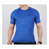 تي شيرت Nike Pro Training رجالي ضيق بأكمام قصيرة باللون الأزرق BV5632-480