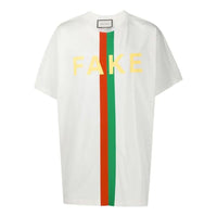 تي شيرت رجالي من Gucci بأكمام قصيرة وطباعة أحرف غير أبجدية مزيفة، مقاس كبير، 616036-XJCXX-9095