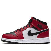 (GS) حذاء Air Jordan 1 Mid 'Chicago Black Toe' 554725-069