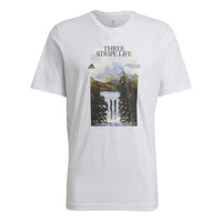 Men's adidas Snow Mountain Printing Sports Round Neck Short Sleeve White T-Shirt GN6851