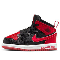 (TD) Air Jordan 1 Mid SS 'أسود + أحمر = Bred' DM9649-001