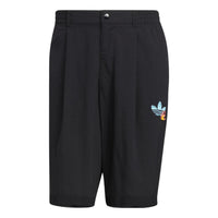 Men's adidas originals Y2K Shorts 2 Solid Color Logo Pattern Straight Sports Black HM8037