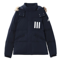 جاكيت adidas DOWN PUFFA 3STR خارجي بغطاء رأس وريش أزرق GE9928
