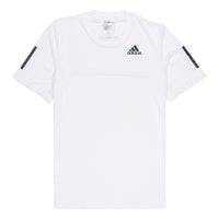 Men's adidas Solid Color Stripe Sports Breathable Round Neck Short Sleeve White T-Shirt HP1999
